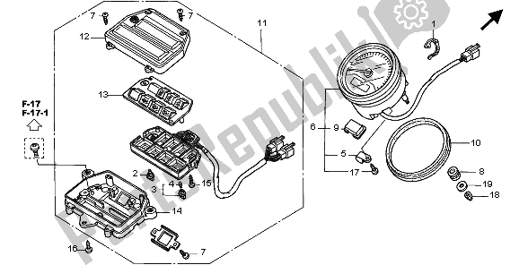 All parts for the Meter (kmh) of the Honda VTX 1800C1 2006