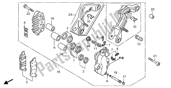 All parts for the L. Front Brake Caliper of the Honda GL 1800 Airbag 2007