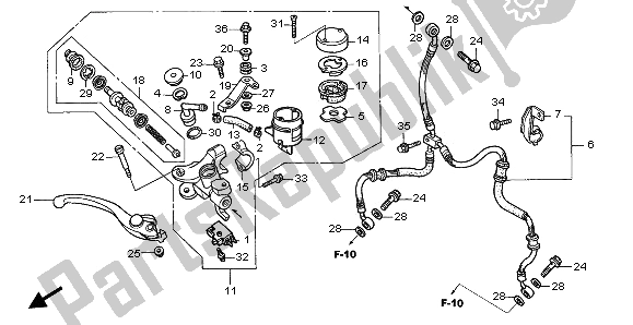 All parts for the Fr. Brake Master Cylinder of the Honda VTR 1000 SP 2002