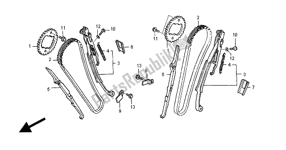 Alle onderdelen voor de Nokkenketting & Spanner van de Honda NT 650V 2000