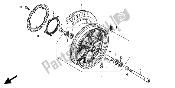 All parts for the Front Wheel of the Honda NC 700 SD 2012