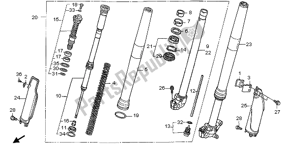 All parts for the Front Fork of the Honda CRF 450X 2006