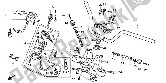 All parts for the Handle Pipe & Top Bridge of the Honda NC 700 XA 2013