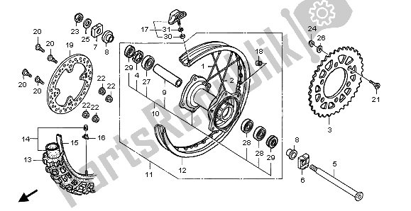 Tutte le parti per il Ruota Posteriore del Honda CR 125R 2007