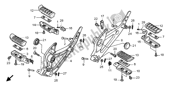 All parts for the Step of the Honda XL 1000V 1999