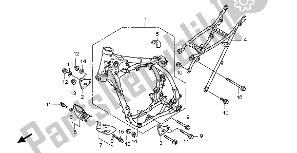 All parts for the Frame Body of the Honda CRF 150 RB LW 2007