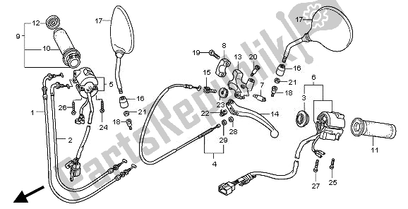 Todas las partes para Manejar Palanca E Interruptor Y Cable de Honda VT 750C2S 2010