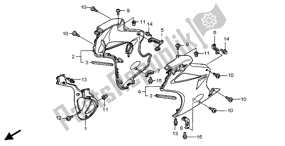 Alle onderdelen voor de Onderste Kap van de Honda VFR 800A 2002