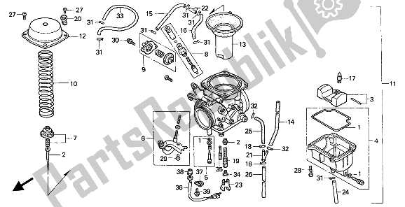 All parts for the Carburetor of the Honda NX 650 1991