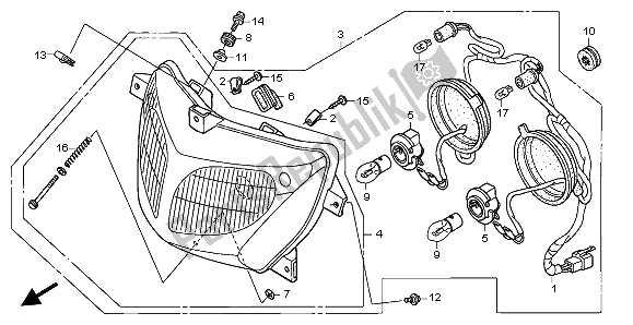 Wszystkie części do Reflektor (ue) Honda XL 125V 2002