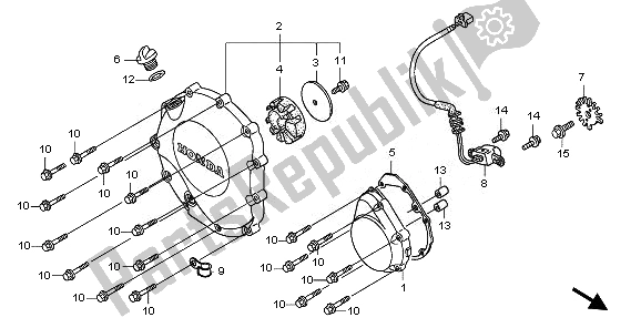 All parts for the Right Crankcase Cover of the Honda CB 1300A 2008