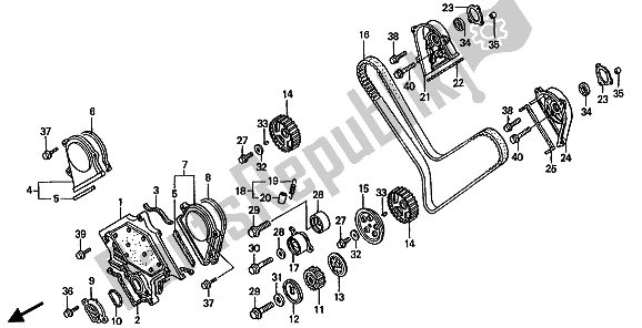 All parts for the Front Cover & Timing Belt of the Honda ST 1100 1994