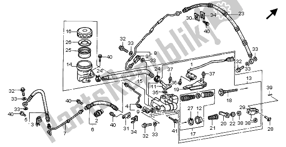 Todas las partes para Cilindro Maestro Del Freno Trasero de Honda GL 1500A 1995