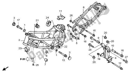 All parts for the Frame Body of the Honda VTR 250 2009