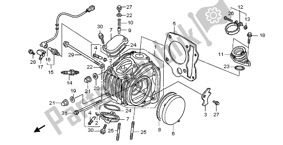 All parts for the Cylinder Head of the Honda ANF 125 2010