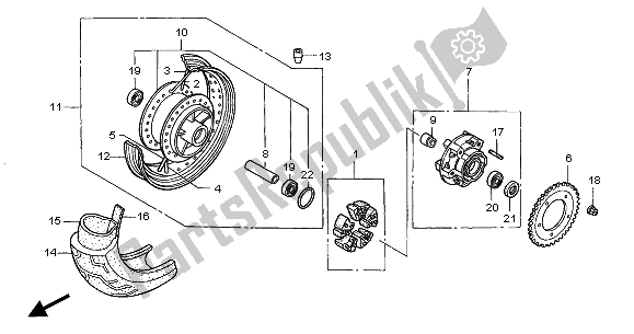 All parts for the Rear Wheel of the Honda VT 750C2 2001