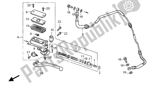 All parts for the Clutch Master Cylinder of the Honda CB 1000F 1995