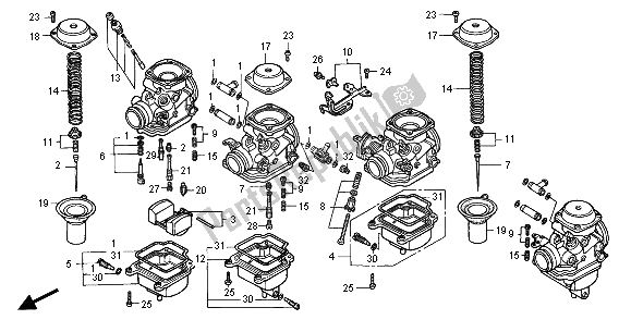 All parts for the Carburetor (component Parts) of the Honda CB 750F2 2001