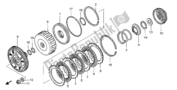 All parts for the Clutch(low) of the Honda TRX 680 FA 2007