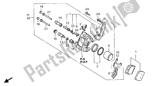 All parts for the Front Brake Caliper of the Honda TRX 400 EX Fourtrax 2001