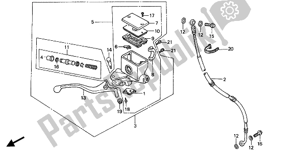 All parts for the Fr. Brake Master Cylinder of the Honda CN 250 1 1994