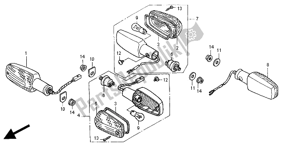 Alle onderdelen voor de Winker van de Honda CB 600F2 Hornet 2000