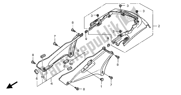 All parts for the Side Cover & Rear Cowl of the Honda ST 1300A 2003