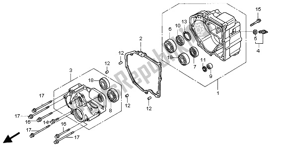 All parts for the Rear Case of the Honda ST 1100A 1997