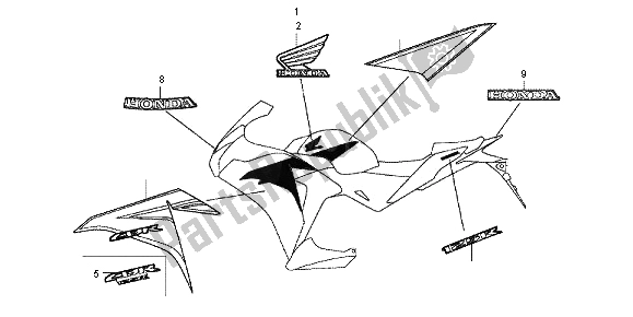 Tutte le parti per il Segno E Striscia del Honda CBR 125R 2013