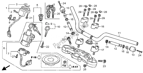 Todas las partes para Manejar Tubo Y Puente Superior de Honda CBF 1000 SA 2008