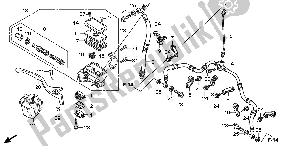 All parts for the Fr. Brake Master Cylinder of the Honda TRX 420 FA Fourtrax Rancher AT 2011