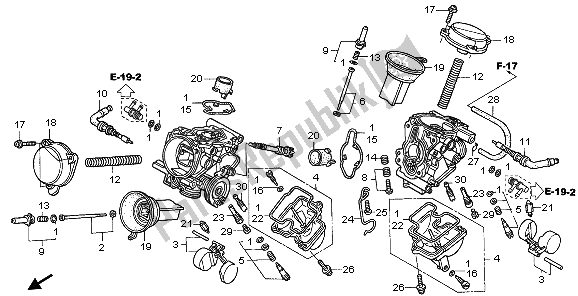 Tutte le parti per il Carburatore (parti Componenti) del Honda VT 125C 2006