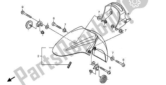 All parts for the Front Fender of the Honda FJS 400A 2010