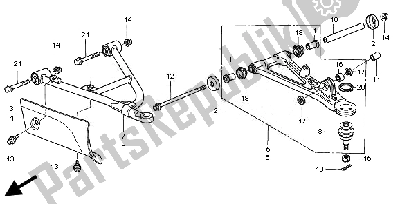 All parts for the Front Arm of the Honda TRX 680 FA Fourtrax Rincon 2010