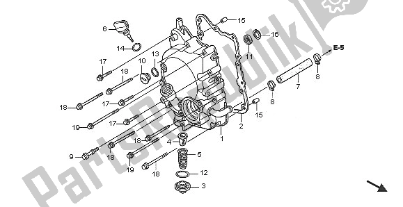 All parts for the Right Crankcase Cover of the Honda SH 125 2005