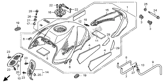 Todas las partes para Depósito De Combustible de Honda CB 1000R 2009