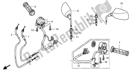 All parts for the Switch & Cable & Mirror of the Honda FJS 400A 2011