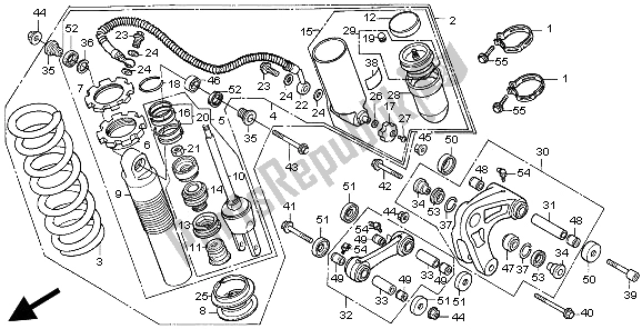 Alle onderdelen voor de Achterkussen van de Honda XR 250R 1995