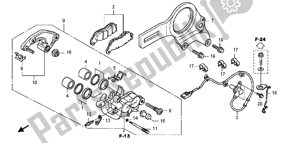 Wszystkie części do Zacisk Hamulca Tylnego Honda CB 1000 RA 2012