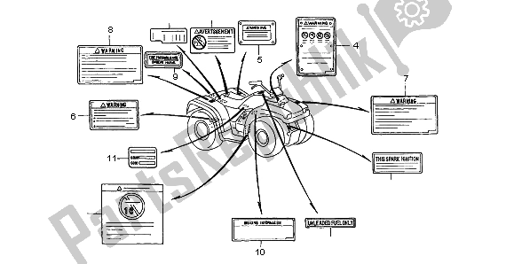 Todas las partes para Etiqueta De Precaución de Honda TRX 350 FE Fourtrax Rancher 4X4 ES 2002