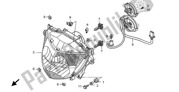 Alle onderdelen voor de Koplamp (uk) van de Honda NT 700V 2010