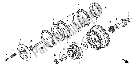Todas as partes de Embreagem do Honda CB 1000R 2010