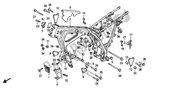 All parts for the Frame Body of the Honda NX 250 1989