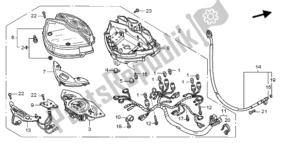 All parts for the Meter (mph) of the Honda SH 125 2008