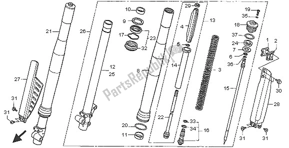 Tutte le parti per il Forcella Anteriore del Honda CR 85 RB LW 2005