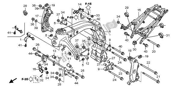 All parts for the Frame Body of the Honda CB 600 FA Hornet 2010