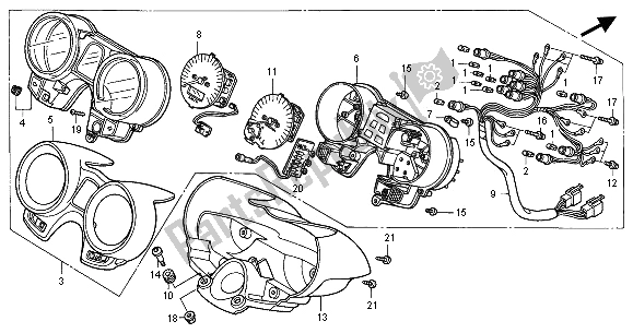 All parts for the Meter (kmh) of the Honda CB 1100 SF 2001