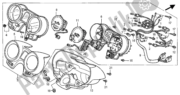 All parts for the Meter (kmh) of the Honda CB 1100 SF 2001