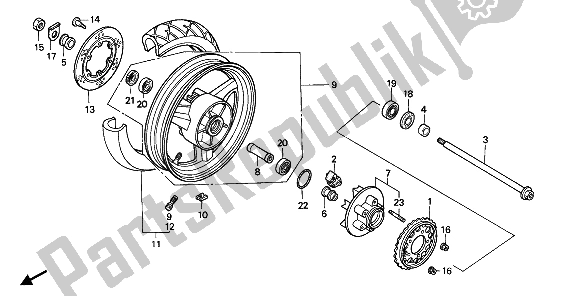 Todas las partes para Rueda Trasera de Honda CBR 1000F 1992