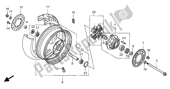 All parts for the Rear Wheel of the Honda CBR 1100 XX 2002